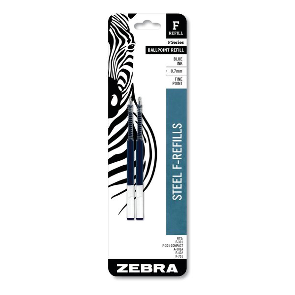 Zebra Pen Refill for F Pen, Fine, Blue, PK2 85522